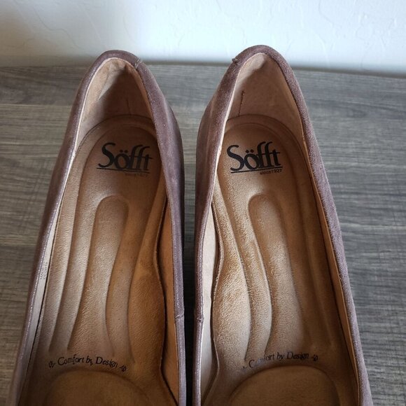 Sofft Lindon Block Heel Leather Pumps Metallic Taupe Women's 7.5 Slip-On Comfort - Picture 6 of 10